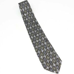 Stafford Executive Mens Tie Necktie Gray Geometric 100% Silk Tied Modern Italy
